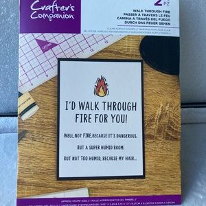 Crafters Companion clear acrylic stamp set. Walk through fire.